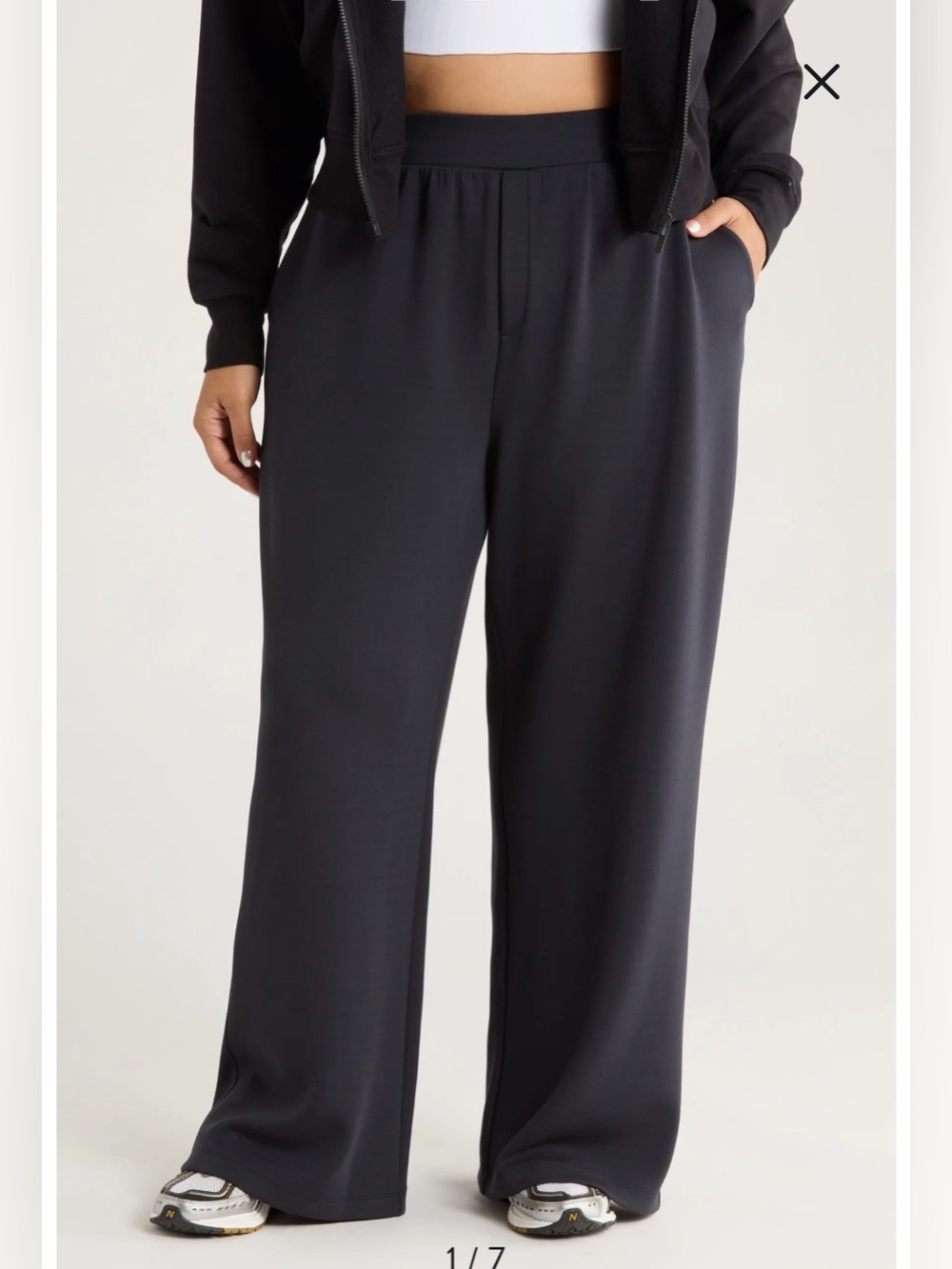 Zella Ultrasoft Knit Straight Leg Pants, Grey/Black, Medium